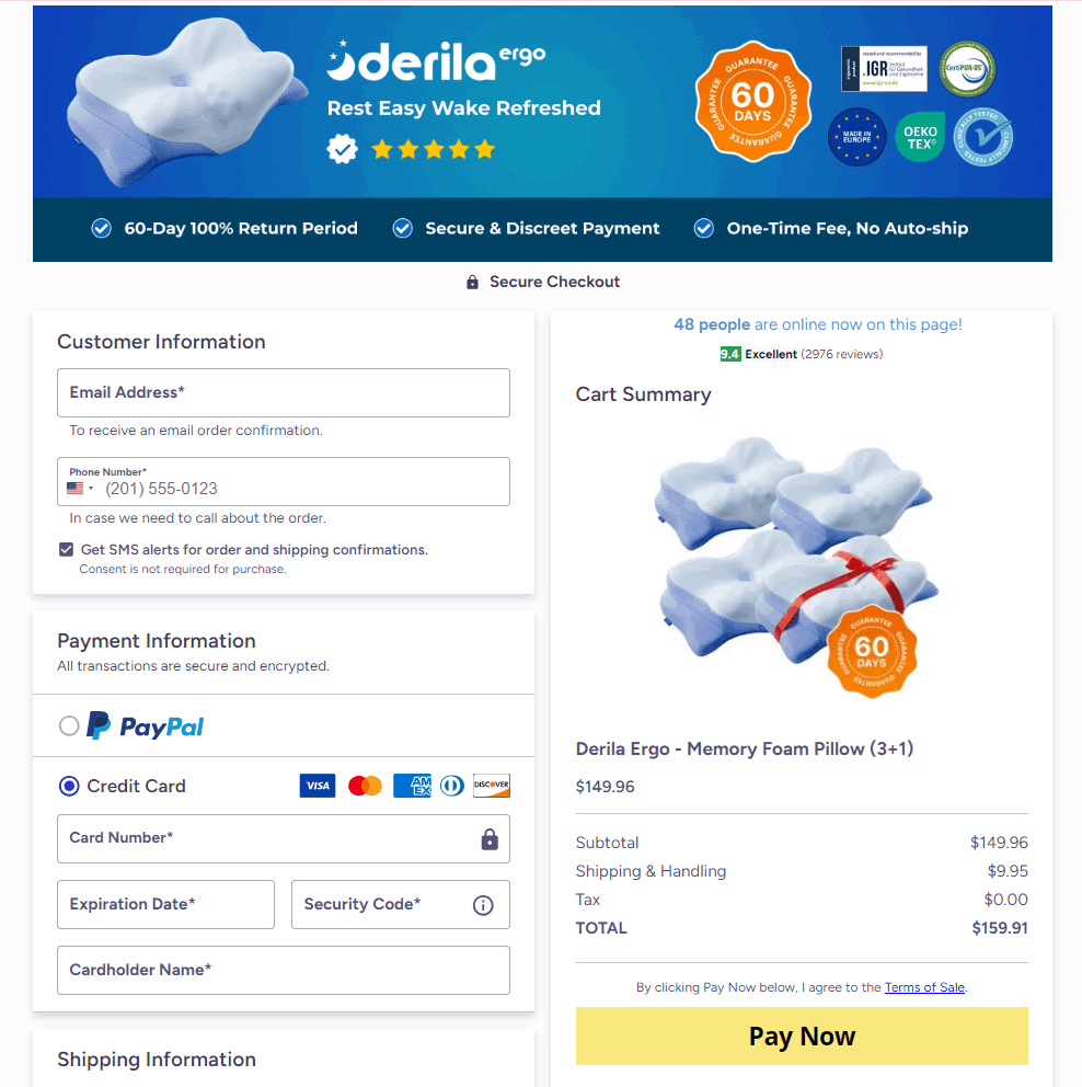 Derila Ergo Pillow order-page
